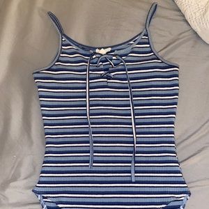 Blue & white bodysuit